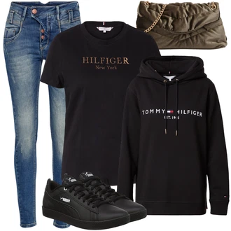 Outfit s Černá/Fialová Teniska Skate Bota/Kožené Tenisky/Úzká Teniska/Nízká Teniska Puma "Zimní look"