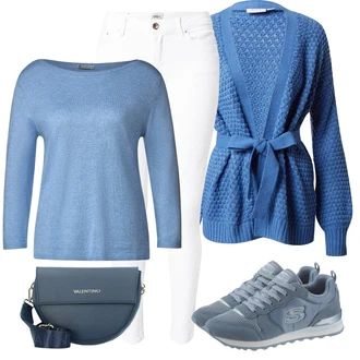 Outfity na zimu s Modrá Móda Pro Plnoštíhlou Pletenina veľkej veľkosti Vila "Zimní outfit pro volný čas"