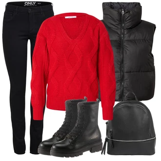 Outfit s Černá Kozačka Šněrovací Kotníková Bota Tommy Hilfiger "Zimní outfity"