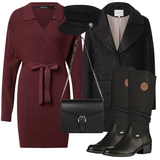 Outfit s Černá/Tmavě modrá/Šedá Kšiltovka Armádní Čepice About You "Zimní outfity"