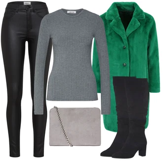 Outfit s Černá Kozačka Chelsea Boty/Zimní bota/Nízká bota na podpatku MARCO TOZZI "Zimní outfity"