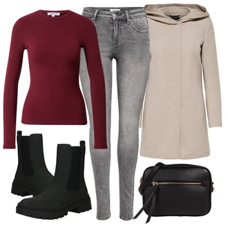Prošívaný Outfit s Šedá/Hnědá/Béžová/Khaki Scuba Kabát/Pletený Kabát/Kašmírový Kabát/Lehký Kabát/Zimní Kabát Vlněný kabát/Pletený Fleecový Kabát/Vlněný Fleecový Kabát/Lodenový kabát/Kabát s Úzkým Střihem/Kabát s Kapucí Only "Zimní outfity"