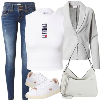 Outfit s Modrá Kožená bunda/Midi Kabát/Svetrová Vest Dlouhý svetr LTB "Zimní outfity"