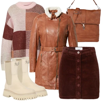 Manšestr Outfit s Červená/Tmavě červená/Hnědá/Fialová/Vínová florence by mills exclusive for about you "Zimní outfity"