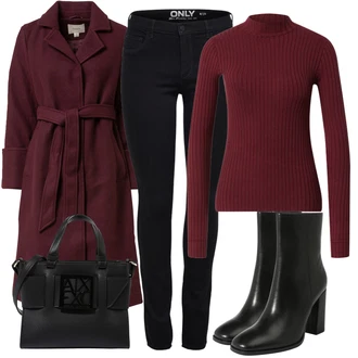 Outfit s Černá/Šedá/Růžová Armani Exchange "Zimní outfity"