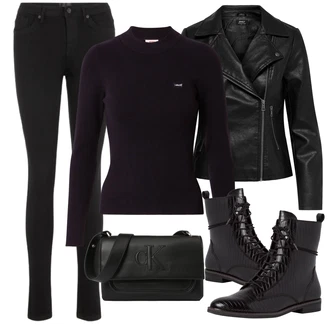 Outfit s Černá Taška/Dlouhé Šaty/Dlouhá tylová sukně/Doplňek/Dlouhý Zimní Kabát Calvin Klein "Zimní outfity"