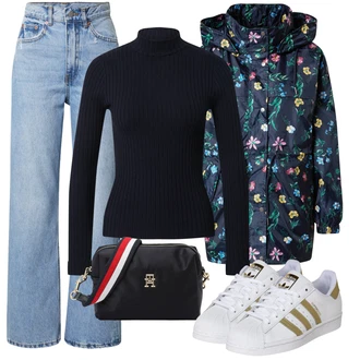 Outfity na zimu s Světle modrá/Modrá Džín s Širokou Nohavicí/Formální Košile/Mom Jean/Džíny s Rozparkem/Dad Džíny/Džíny Culottes/Vintage džíny/High Waist Džínové Kalhoty/Džíny Volného Střihu Dr. Denim "Zimní outfity"