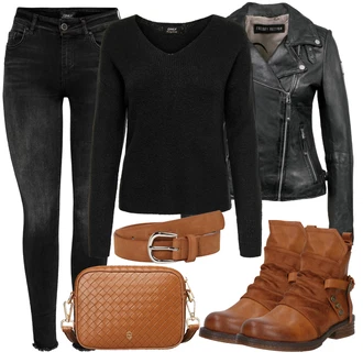 Outfit s Červená/Hnědá/Oranžová/Béžová Kozačka Kožená kotníková bota/Vintage Kotníková Bota/Kotníková Bota s Podšívkou/Plochá Kotníková Bota/Motorkářská bota/Bojová Bota Rieker "Zimní outfity"