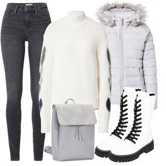 Outfit s Černá Šněrovací Kotníková Bota Gabor "Zimní outfity"