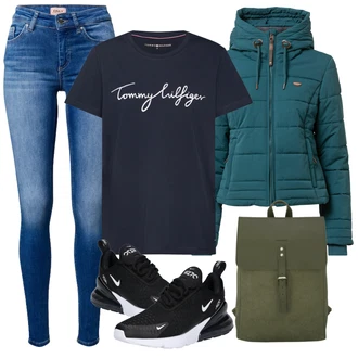 Air Max 270 Outfit s Šedá/Tmavě modrá/Tmavě šedá/Modrá Bota na kolo/Golfová bota/Bota na fitness/Kopačka na umělý povrch/Bota do vody/Přibližovací bota/Bota barefoot Nike Sportswear "Zimní outfity"