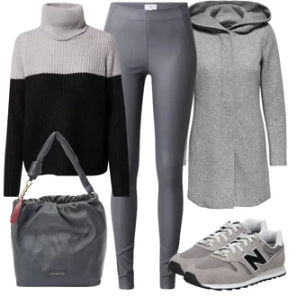 Outfity na zimu Kůže s Šedá/Světle šedá/Tmavě šedá Kožený Legíny/Neprůhledný Legíny/Latexové Legíny/Formovaná Legína/Tregíny/Legíny s Rozparkem/Legíny Kožený Vzhled/Legíny s Vysokým Pasem/Legíny s Podšívkou/Vinylový Legín Object "Zimní outfit pro volný čas"