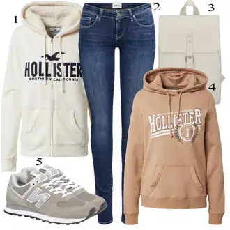 Outfit sa Siva/Kaki/Krem/Bijela/Tamnozelena Sportska dukserica/Pulover S Kapuljačom/Partnerska Majica S Kapuljačom/Trenirka/Unisex Majica S Kapuljačom/Pletena dukserica/Otmjena majica s kapuljačom/Vintage majica s kapuljačom Hollister "Tvoj otmjeni outfit"