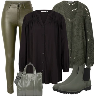 Outfit s Šedá Doplňek/Dlouhá tylová sukně/Dlouhý Zimní Kabát/Dlouhý Svetr/Dlouhé Šaty/Taška Přes Rameno/Dlouhé Kardigany ESPRIT "Zimní outfit pro volný čas"
