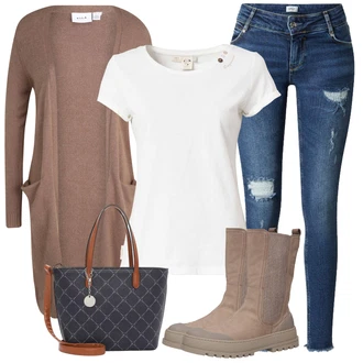Outfity na zimu s Hnědá/Fialová/Béžová/Šedá Pletenina veľkej veľkosti/Halenka a Tunika Tunika Vila "Zimní outfit pro volný čas"