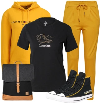 Outfity na zimu s Černá Móda Pro Plnoštíhlou Tričko & Top Móda Pro Plnoštíhlé/Top & košilka Converse "Zimní outfit pro volný čas"