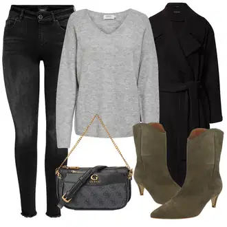 Outfit s Černá Kašmírový Kabát/Pletený Kabát/Dlouhý kabát/Midi Kabát/Vlněný Kabát/Zimní Kabát Vlněný kabát Sisley "Zimní outfity"