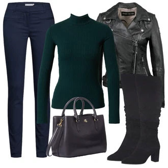 Outfit s Černá Kozačka Chelsea Boty/Zimní bota/Nízká bota na podpatku MARCO TOZZI "Zimní outfity"