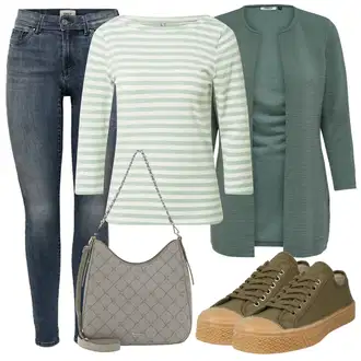 Outfit s Tyrkysový/Zelená/Khaki Pletenina veľkej veľkosti/Tunika/Kabát/Kalhoty Veľké Veľkosti Only "Zimní outfity"