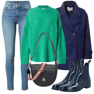 Outfit s Modrá/Světle modrá/Tmavě modrá Kabát z Kabanosu/Vintage Kabát Only "Zimní outfity"