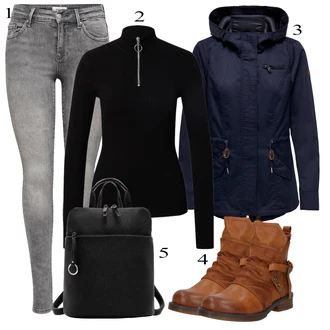 outfit mit Temno Siva/Svetlo Siva/Siva Hlača velika velikost Pajkice Velika Velikost Only "Zimska oblačila"