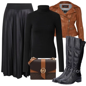 Outfit s Černá/Šedá/Tmavě šedá Sukně do Délky Lýtka/Křesťanská Sukně/Dlouhá Sukně/Maxi sukně/Midi Sukně/Moderní Sukně/Plisovaná sukně/Sukně Pro Matriku Vila "Zimní outfity"