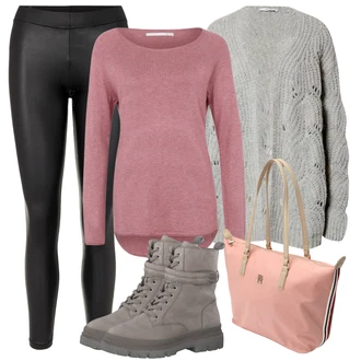 Outfit s Šedá Kozačka Šněrovací Kotníková Bota S.Oliver "Zimní outfity"