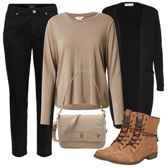 Outfit s Černá Manšestrové Kalhoty/Džínové Legíny/Jeggings/Úzká Kalhoty/Skinny Kalhoty/Kalhoty se Štěrbinou/Manšestrový legíny VERO MODA "Zimní outfity"