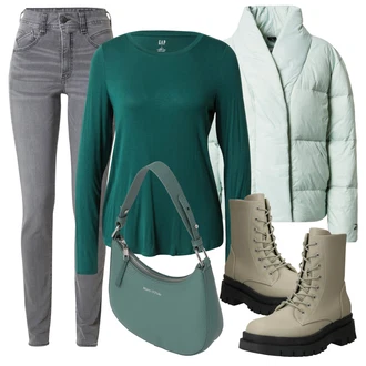 Dlouhé / Maxi Outfit s Šedá/Zelená Taška/Dlouhé Šaty/Doplňek/Dlouhá tylová sukně/Dlouhý Zimní Kabát Marc O'Polo "Zimní outfity"
