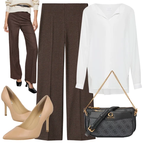 Kombinace Šedá/Hnědá/Béžová/Bílá/Krémová/Khaki Halenkové Body/Blůza s knoflíčkem/Halenka se Stojatým Límcem/Dlouhá Halenka/Halenka s Dlouhým Rukávem/Oversize Halenka/Oversize Muselínová Blůza/Slip-on Halenka/Tunikové Tričko Vila