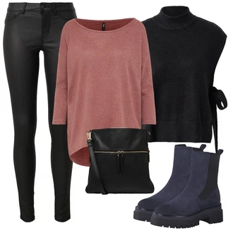 Outfit s ?erná Moderní Svetrová Vest/Vln?ná Vest/Jemn? Pletený Svetr florence by mills exclusive for about you "Zimní outfity"