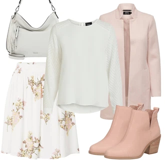 Móda pro plnoštíhlé Outfit s Krémová/Bílá Halenkový Top/Halenka s Dlouhým Rukávem/Slip-on Halenka/Halenka se Stojatým Límcem/Kožená bunda pro muže/Crash blůza/Dětská hračka/Sportovní Halenka/Mušelínová Halenka/Blůza s nášivkou na lokti Object "Zimní outfity"