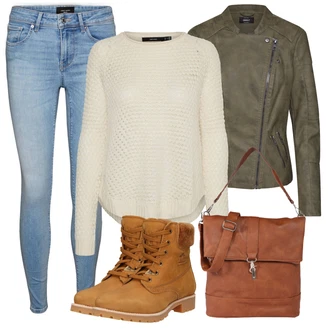 Outfit s Hnědá Kozačka Šněrovací Kotníková Bota Panama Jack "Zimní outfity"