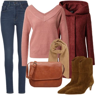 Outfit s Hnědá Vintage Kotníková Bota/Vintage kozačka/Westernová Kotníková Bota/Klasická kozačka/Špičatá Kozačka/Kovbojská kotníková bota About You "Zimní outfity"