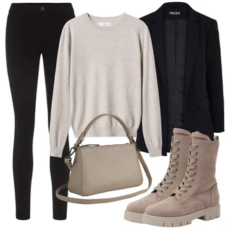 Skinny Outfit s Černá Dlouhá tylová sukně/Dlouhý Zimní Kabát/Dlouhé Šaty/Zvonové Džíny Pieces "Zimní outfity"