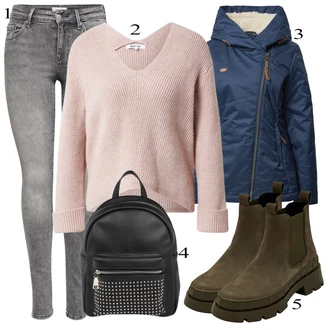 outfit mit Temno Siva/Svetlo Siva/Siva Hlača velika velikost Pajkice Velika Velikost Only "Zimska oblačila"