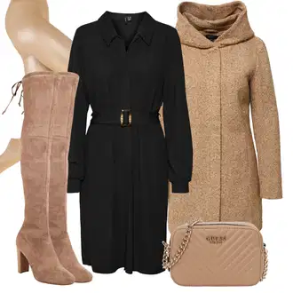 Boja Outfit sa Bež/Smeđa Kaput od Buklea/Pleteni Flis Kaput/Pleteni Kaput/Kaput od Tvida/Kaput od Vunenog Flisa/Zimski Kaput Vuneni kaput/loden kaput Only "Zimski look"Look: Boja, Vanjski, Za Kuću, Preodjeven, Sveučilišna, Mom