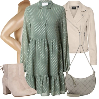 Vysoké Podpatky Outfit s Béžová/Hnědá Kotníková Bota Na Podpatku/Zimní kotníková bota/Kotníková Bota s Podšívkou/Letní kotníková kozačka/Šněrovací Kotníková Bota About You "Perfektní na jaro"