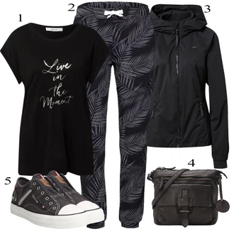 outfit mit Črna/Škrlatna/Zelena/Temno modra/Rjava Perja Hlača/Hlača s Potiskom/Hlača za Tek Iriedaily "Pokrivalo za pomlad"