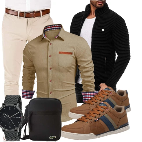 Boyfriend Beige/Khaki/Braun Hemdbluse/Casual Hemd JMIERR kombinierenLook: Boyfriend, Casual, Business, Coole, Schön, Büro, Maritim, Moderne, Smart Casual, Uni, Preppy, Country Styl, Workwear, Edel, Unisex