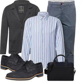Outfit mit HellBlau/Blau Casual Hemd/Buntes Hemd/Business Hemd/Hemdbluse DAN FOX APPAREL "Business Look"