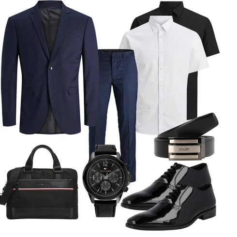 Elegant Dunkelblau Anzug/Sakko/Kostüm/HosenAnzug Hochzeit jack & jones premium kombinierenLook: Uni, Büro, Business, Smart Casual, Workwear, Edel, Elegant, Premium, Moderne