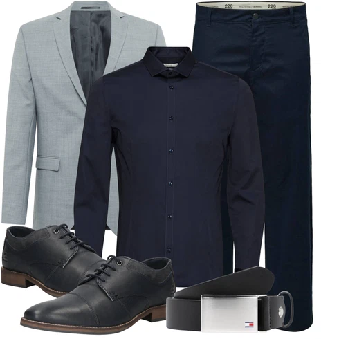 Grau/Hellblau/Blau Anzug Sakko/Anzug/Kostüm Jack & Jones kombinieren
