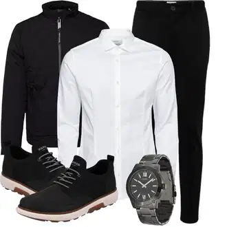Business Outfits Oversize mit Grau/Dunkelgrau/Silber/Schwarz Armbanduhr/Kettenuhr/Uhrwerkzeug/Smartwatch Guess "Casual Business Outfit"Look: Unisex, Extravagante, Oversize, Edel, Old Money, Schön, Italienische, Retro, 80er