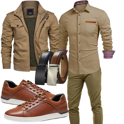 Beige/Khaki/Braun Hemdbluse/Casual Hemd JMIERR kombinieren