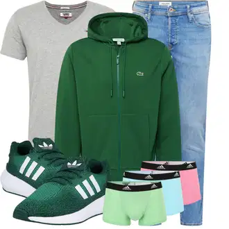 Logoprint Outfit mit Grün Unterhose adidas sportswear "Cool für die Freizeit"