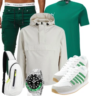 Outfit mit Grau/Beige/Braun/Khaki Outdoorjacke/Frühlingsjacke/Wasserdichte Jacke/Regenjacke/Nachhaltige Jacke/Funktionsjacke/Windbreaker Jacke/Segeljacke Jack & Jones "Cool für die Freizeit"