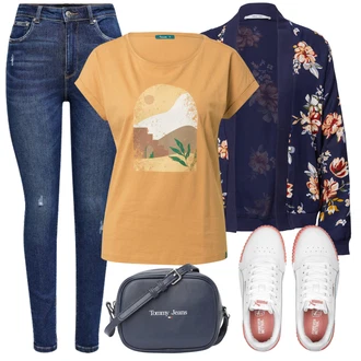 Outfit s Šedá Dlouhé Šaty/Taška/Dlouhá tylová sukně/Doplňek/Dlouhý Zimní Kabát Tommy Jeans "Cool vzhled na jaro"