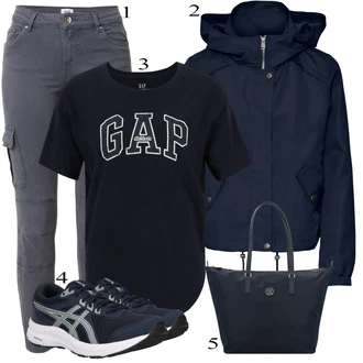 outfit mit Temno Siva/Modra/Khaki/Svetlo Siva/Siva/Temno modra Hlača velika velikost Only "Pokrivalo za pomlad"