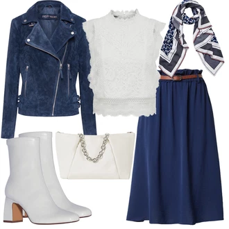 Bez rukávů Outfit s Šedá/Bílá/Krémová Halenka a Tunika Tunika/Tričko & Top Móda Pro Plnoštíhlé/Halenka Móda Pro Plnoštíhlou/Pletenina veľkej veľkosti Only "Cool vzhled na jaro"