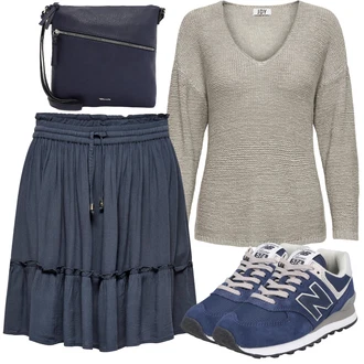 Outfit s Modrá Teniska/Zimní bota/Nízká bota na podpatku New Balance "Cool vzhled na jaro"